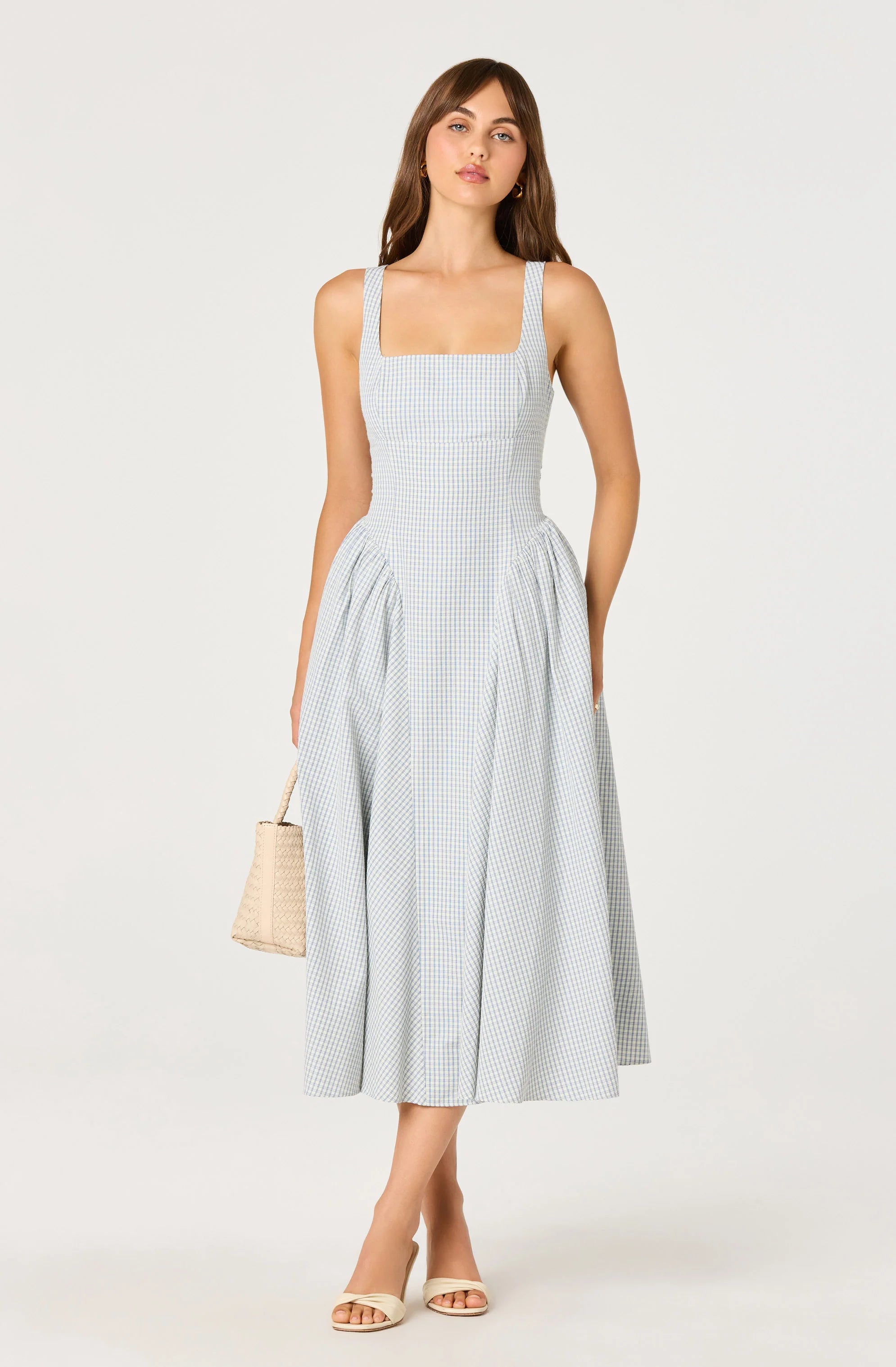 Vinya Plaid Bow-Back Midi Dress by ASTR