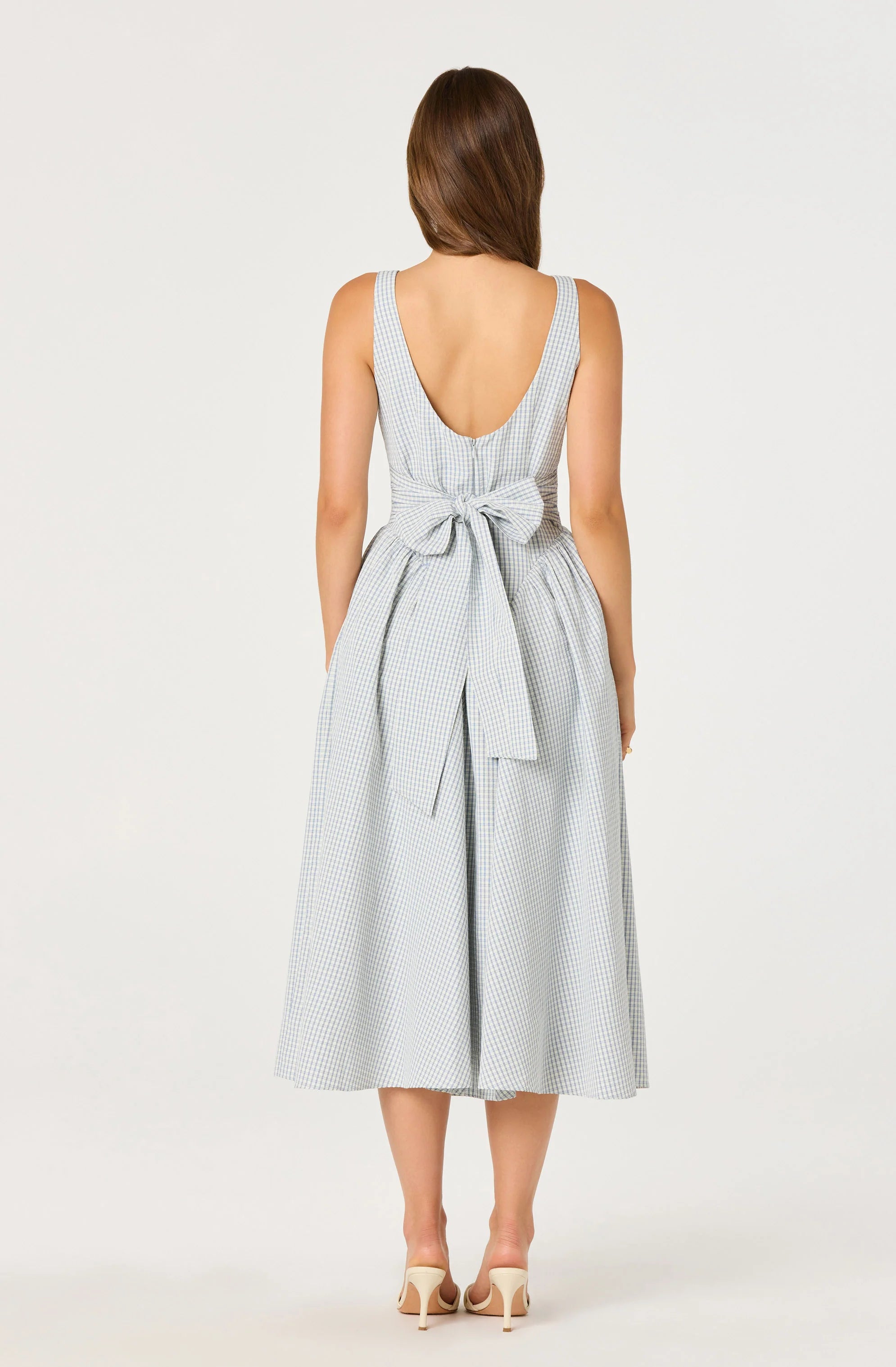 Vinya Plaid Bow-Back Midi Dress by ASTR