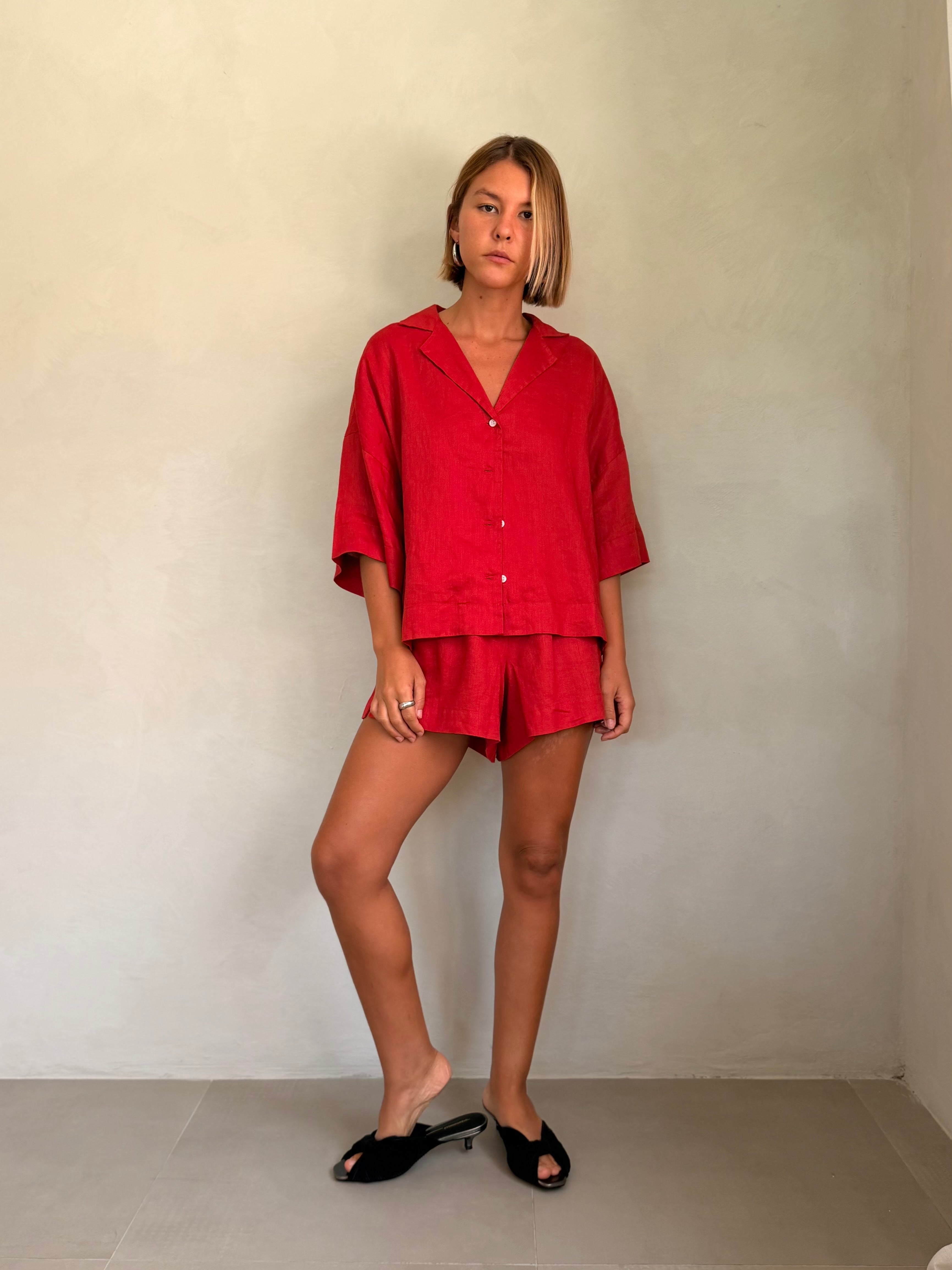Vermilion Linen Short by Nude Lucy